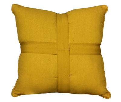 Axel Mustard Stitched Windowpane Throw Pillow