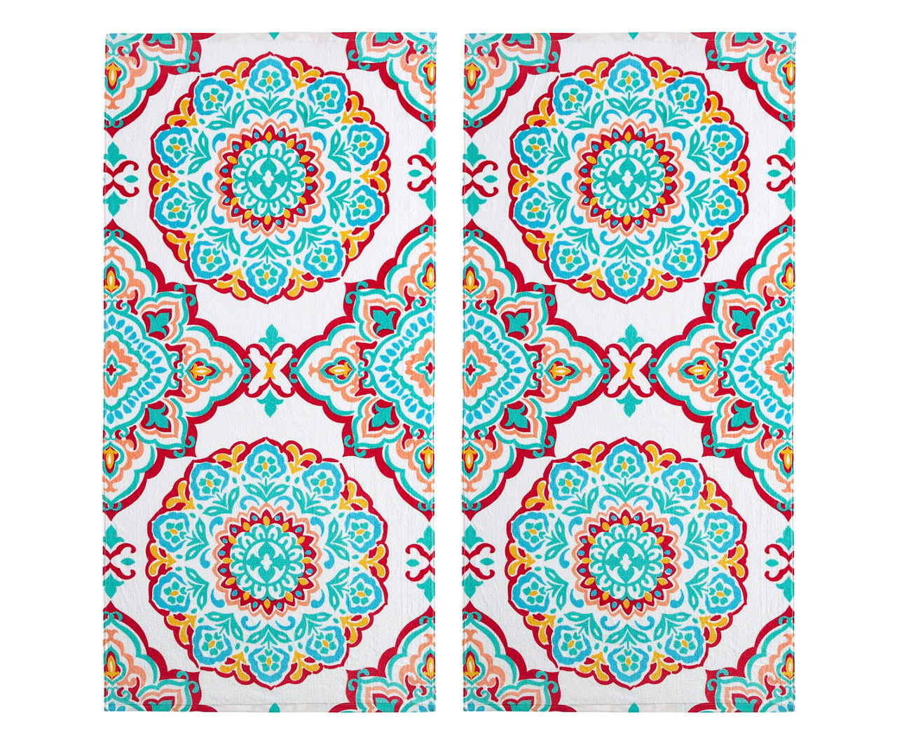 Teal & Red Medallion Beach Towel
