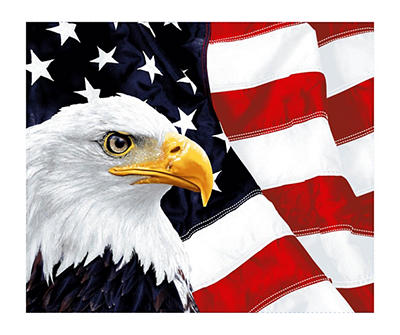 Raschel Red & White Eagle US Flag Throw, (50" x 60")