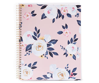 Pink & White Floral Frosted Spiral Planner, (9.4" x 11")