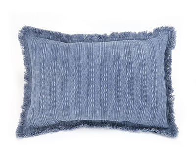 Arbor Blue Fringe-Trim Throw Pillow