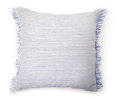 Blue Textured Stripe Square Throw Pillow