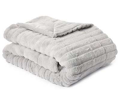 Broyhill Quilted-Row Faux Fur Throw, (50