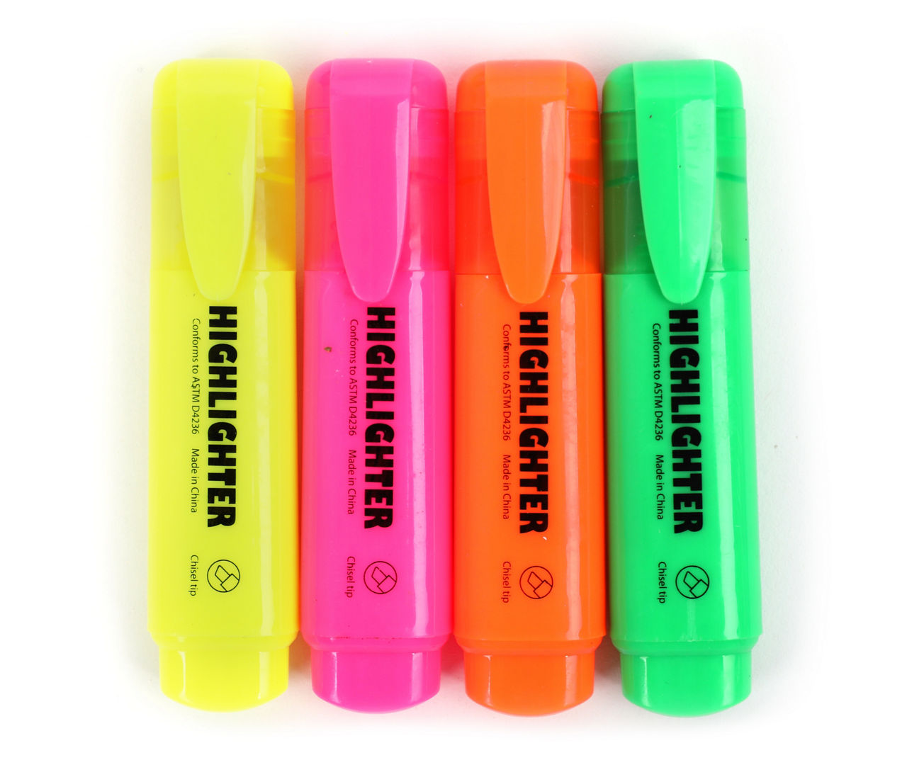 Mini Chisel Tip Highlighters, 4-Pack