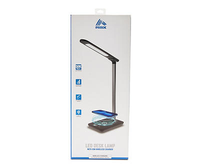 Black Slim Table Lamp With Wireless Charger
