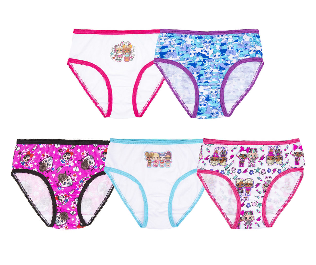Kids' Size 4 White, Blue & Pink Briefs With Coloring Page, 5-Pack