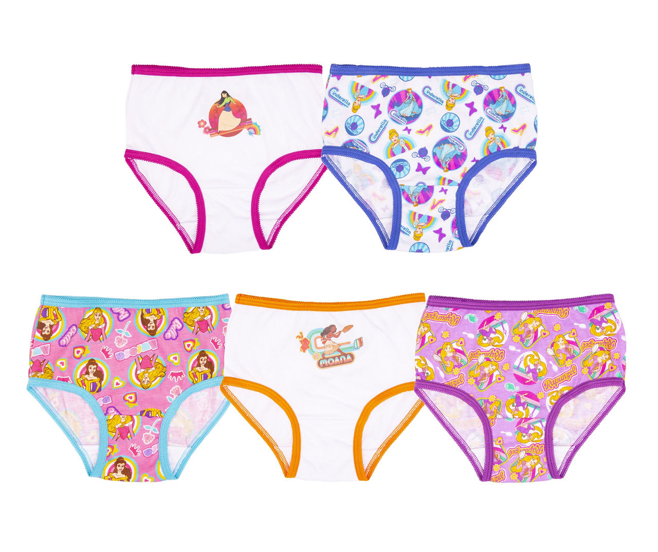 Kids' Size 6 White, Pink & Purple Briefs With Coloring Page, 5-Pack
