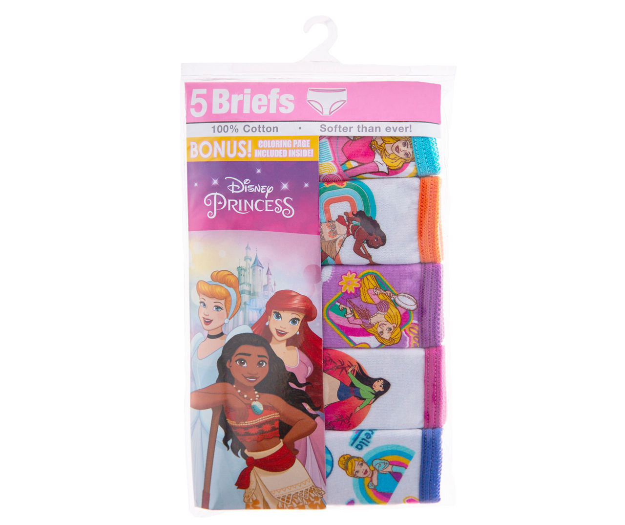 Disney Princess Disney Princess Kids' White, Pink & Purple Briefs With  Coloring Page, 5-Pack