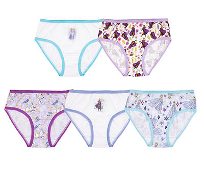 Frozen Kids' White, Purple & Blue Briefs With Coloring Page, 5-Pack