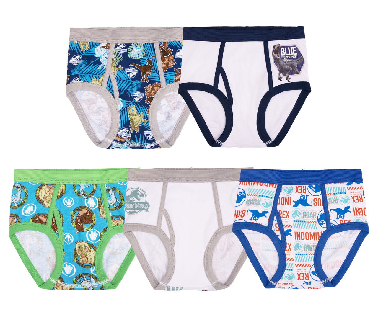 Kids' Size 8 White, Blue & Gray Briefs With Coloring Page, 5-Pack