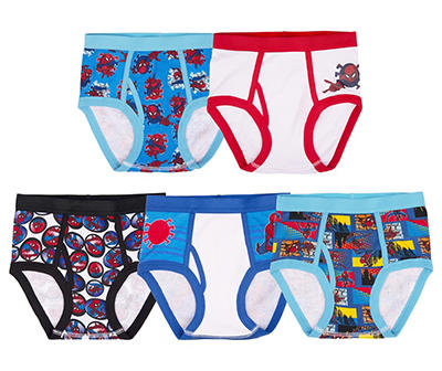 Kids' Size 6 White, Blue & Red Briefs With Coloring Page, 5-Pack