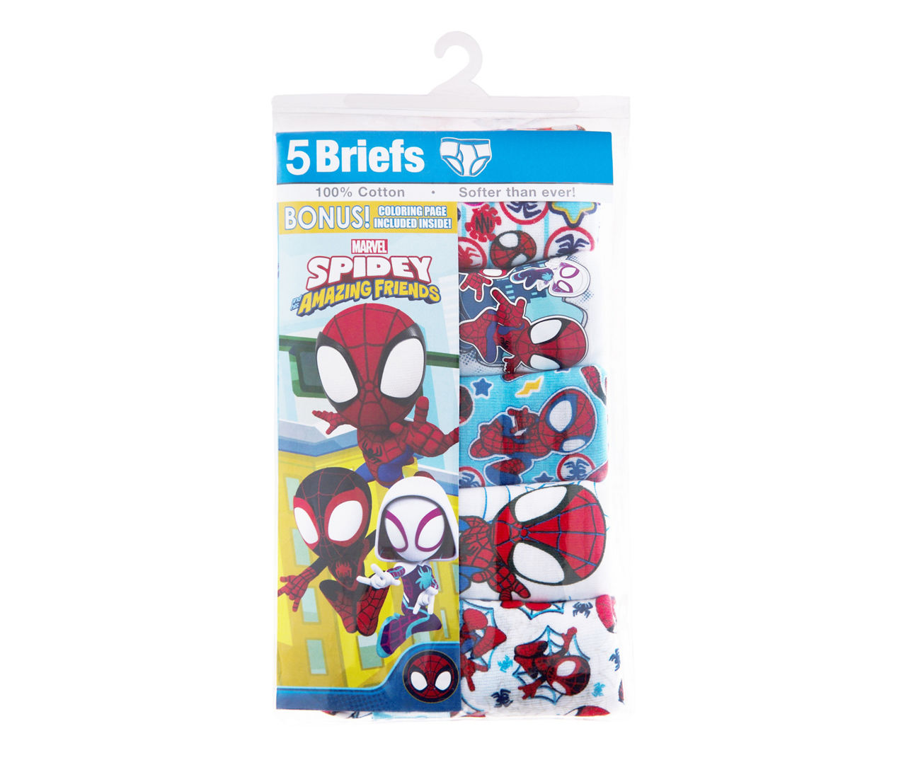 Toddler Size 2T/3T White, Red & Blue Chibi Spidey Briefs With