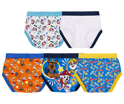 Paw Patrol Toddler Size 2T/3T Blue, Navy & White Briefs With Coloring Page,  5-Pack