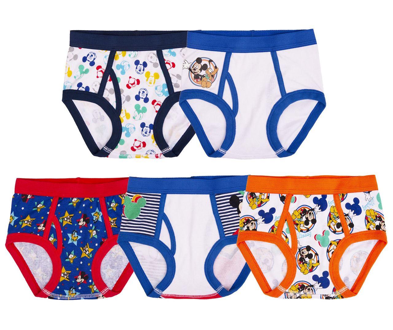 Mickey Mouse Toddler White, Blue & Orange Briefs With Coloring