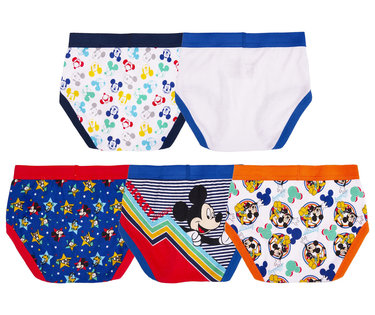 Mickey Mouse Toddler White, Blue & Orange Briefs With Coloring Page, 5-Pack