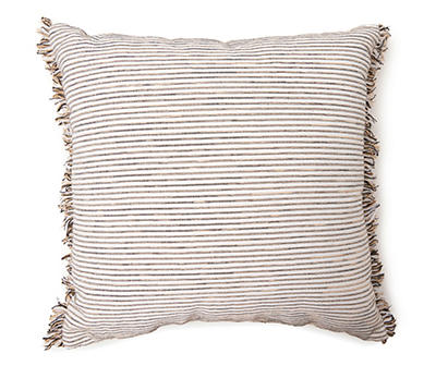 Black Textured Stripe Square Throw Pillow