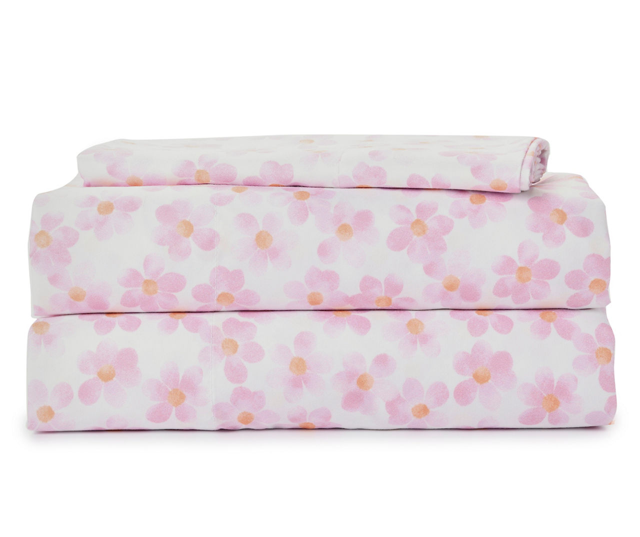 Real Living White & Pink Flowers Twin 3-Piece Microfiber Sheet Set ...
