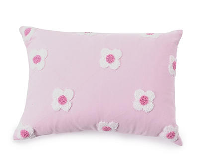 Pink Lavender Tufted Flower Throw Pillow