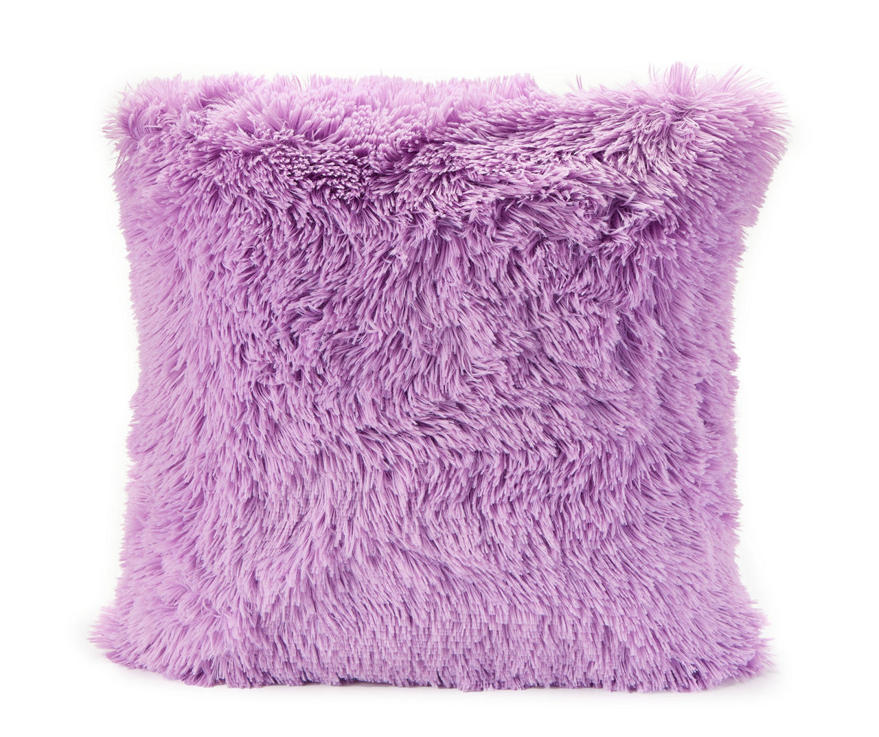 Emma Crocus Petal Purple Faux Fur Square Throw Pillow