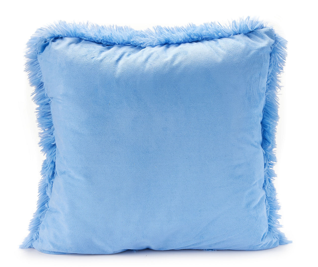 Emma Vista Blue Faux Fur Square Throw Pillow