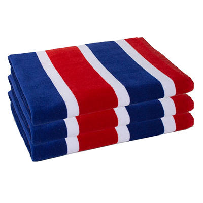 Red, White & Blue Stripe Color Block Beach Towel