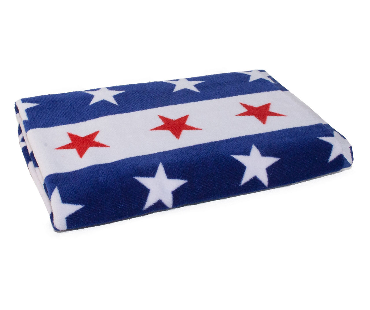 Blue, White & Red Star Color Block Beach Towel