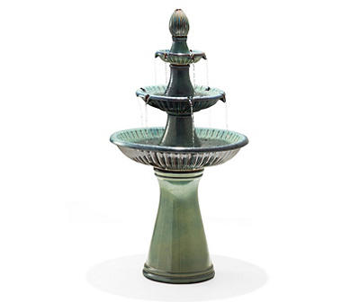 Turquoise LED 3-Tier Ceramic Fountain