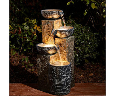 Leaf Bowl LED 4-Tier Resin Fountain