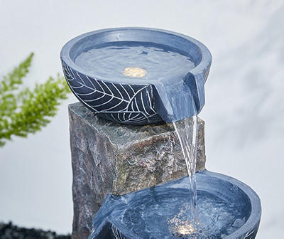 Leaf Bowl LED 4-Tier Resin Fountain