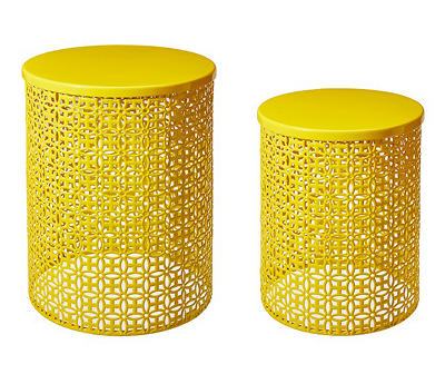 Yellow Cutout Pattern 2-Piece Metal Garden Table Set