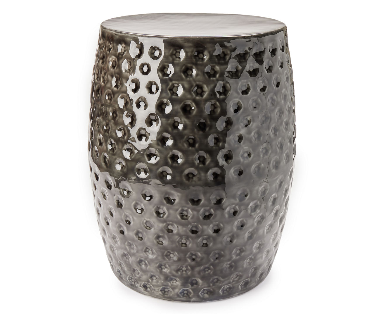 19" Black Enamel Hammered Metal Drum Garden Table Big Lots