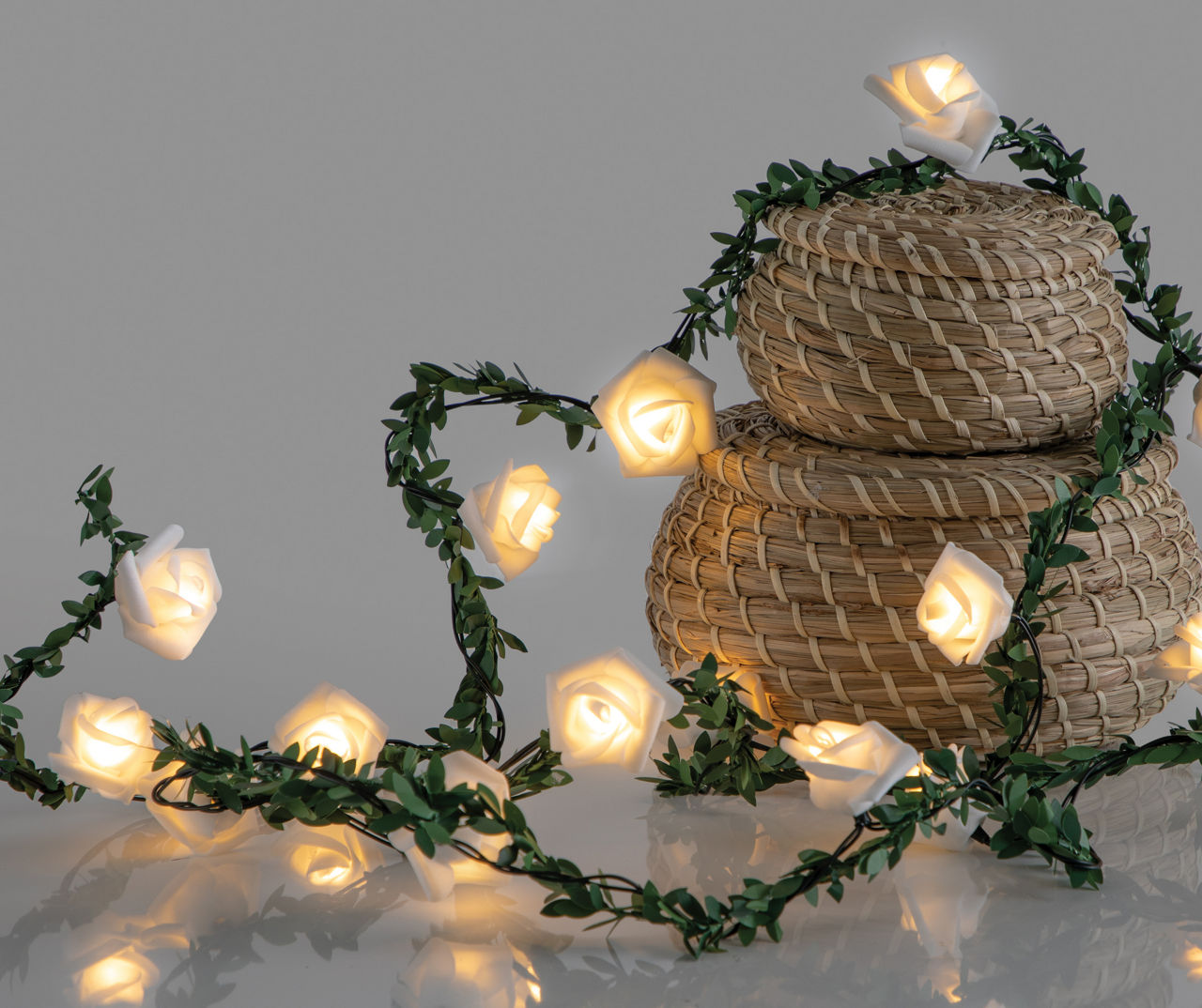 Warm White & Green Flower Vine 15Light LED String Light Big Lots