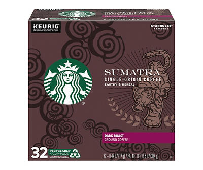 Sumatra Dark Roast Ground Coffee K-Cup Pods, 32-Pack