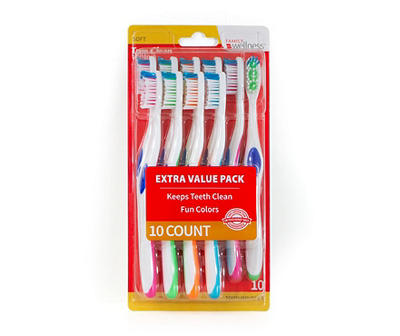 Extra Value Soft Toothbrushes, 10-Pack
