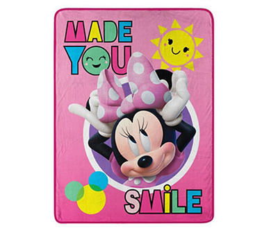 Minnie Mouse, Smiles Micro Raschel Throw Blanket, 46" x 60"