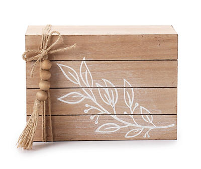 Brown & White Botanical Box Plaque With Beads