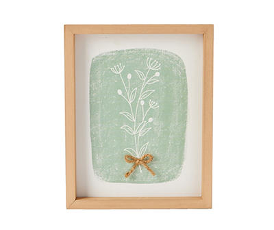 Green & White Floral A Framed Wall Plaque