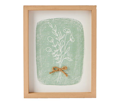Green & White Floral B Framed Wall Plaque