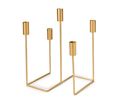 Gold Zigzag 5-Taper Candle Holder