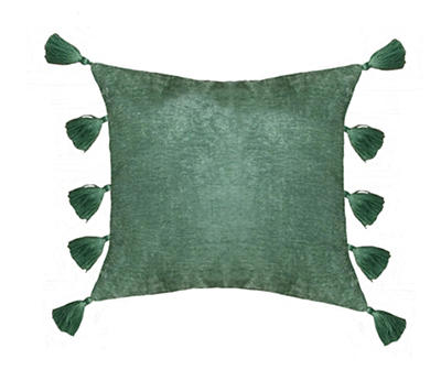 Mari Sage Green Tassel-Accent Throw Pillow