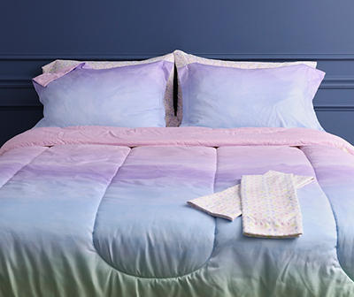 Pastel Tie-Dye Ombre Microfiber Twin 6-Piece Bed-in-a-Bag Set