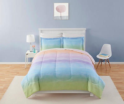 Pastel Tie-Dye Ombre Microfiber Queen 9-Piece Bed-in-a-Bag Set