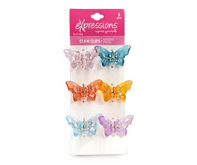 Jewel-Tone Gem Butterfly 6-Piece Claw Clip Set