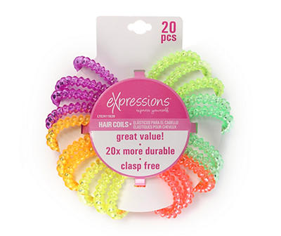 Neon 20-Piece Spiral Hair Tie Set