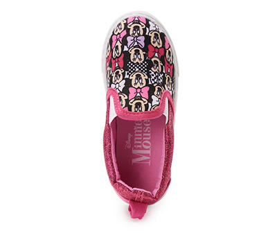 Minnie Mouse Toddler Pink & Navy Minnie Pattern Slip-On Sneaker