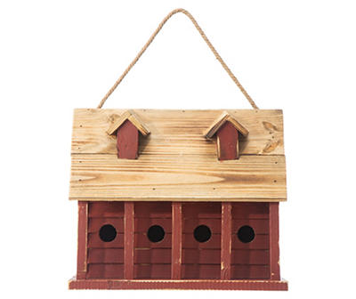Red Cottage 4-Opening Wood Birdhouse