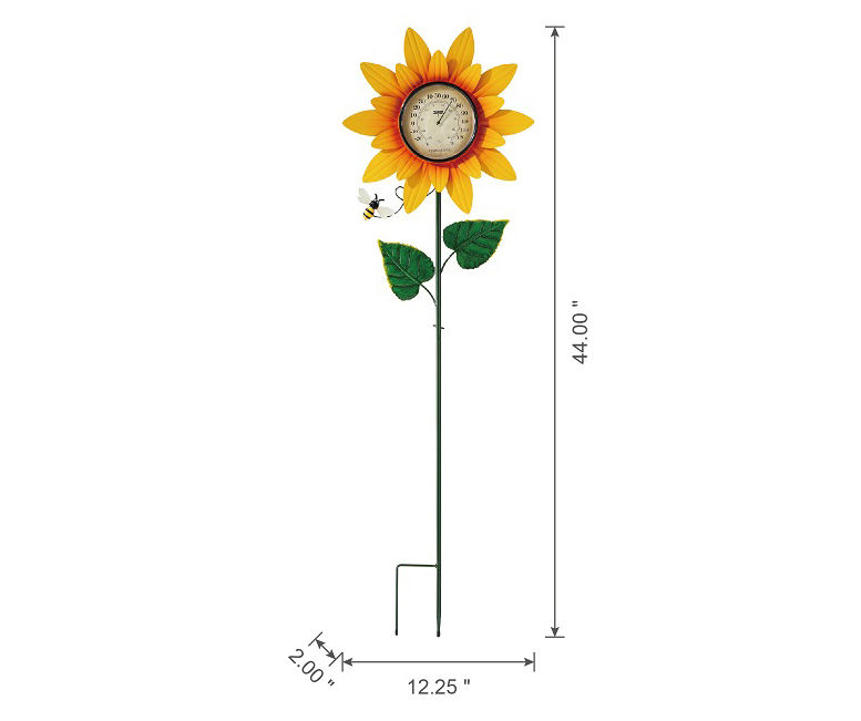 48" Sunflower Thermometer Metal Yard Stake