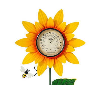 48" Sunflower Thermometer Metal Yard Stake