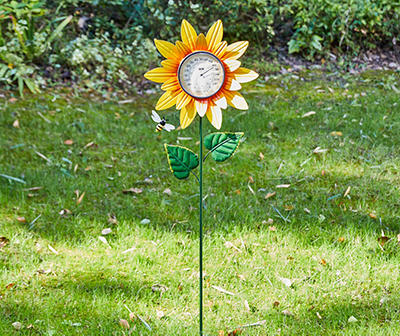 48" Sunflower Thermometer Metal Yard Stake
