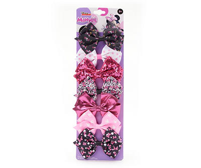 Pink & Black 7-Piece Hair Bow Set
